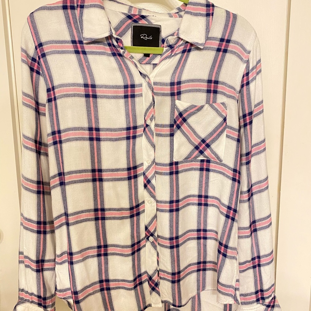 Rails Pink And Blue Button Down - image 1
